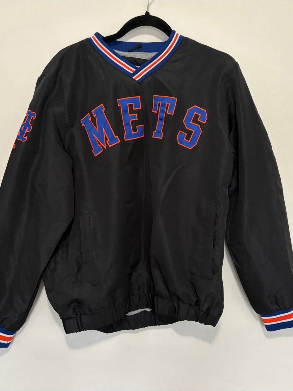 Vintage NY Mets Genuine Merchandise Pull Over Jacket Mens Small Black MLB